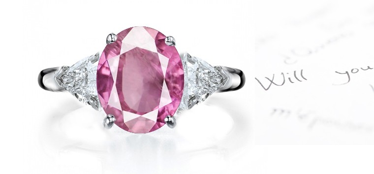 Superlative Pink Sapphire & Fancy Diamond Engagement Ring Availability: In stock