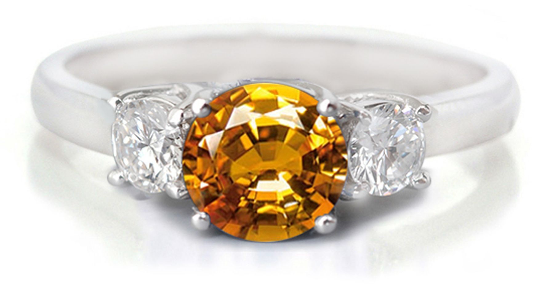 Three Stone Engagement Ring: Three Stone (Yellow & White Diamonds) Rings in Platinum. 