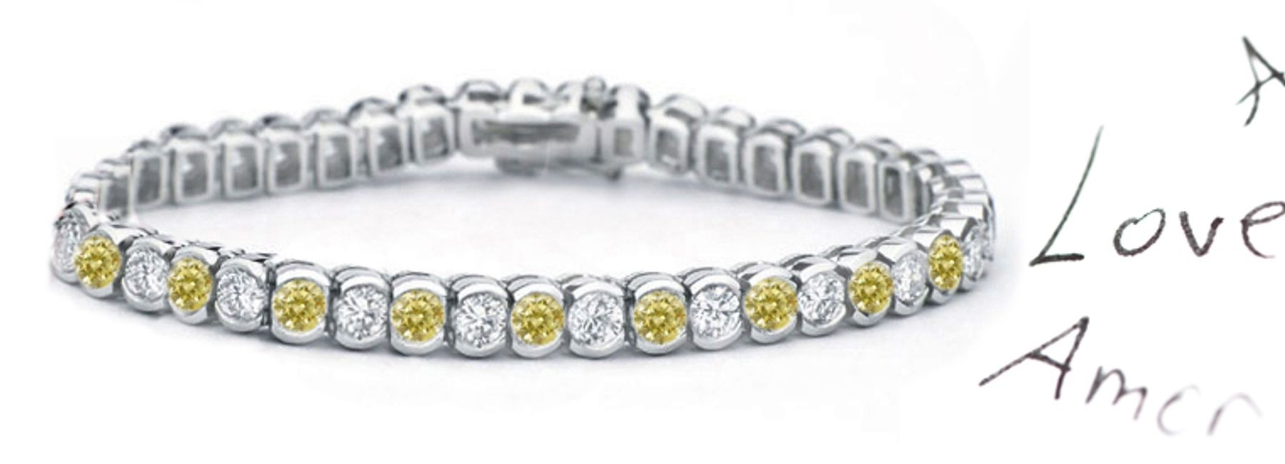 Premier Colored Diamonds Designer Collection - Yellow Colored Diamonds & White Diamonds Fancy Yellow Diamond Bracelet