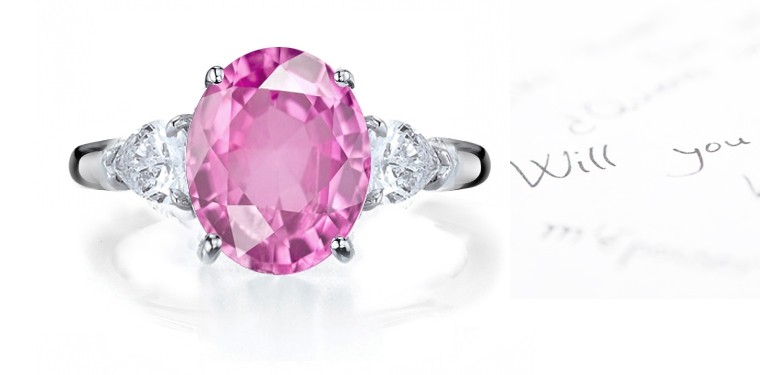 Brilliant Pink Sapphire & Fancy Diamond Engagement Ring Availability: In stock