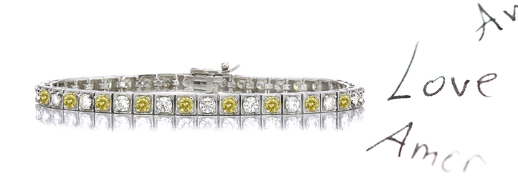 Premier Colored Diamonds Designer Collection - Yellow Colored Diamonds & White Diamonds Fancy Blue Diamond Bracelet