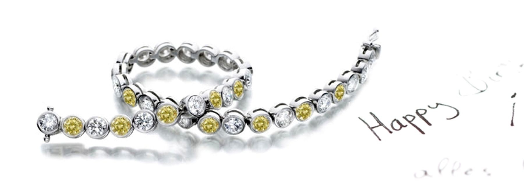 Premier Colored Diamonds Designer Collection - Yellow Colored Diamonds & White Diamonds Fancy Yellow Diamond Bracele