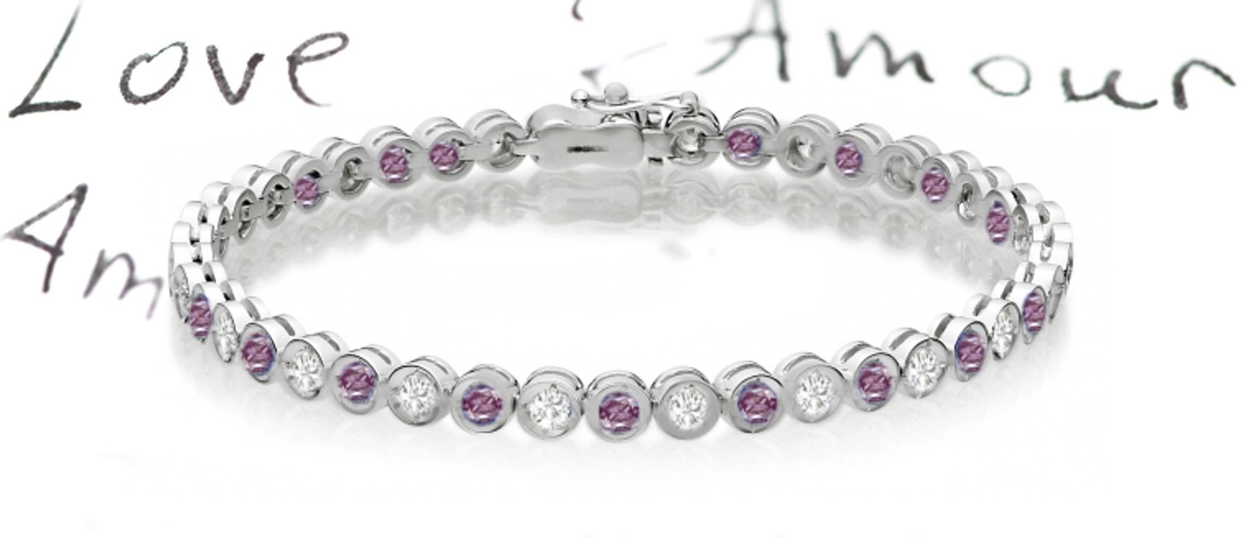 Premier Colored Diamonds Designer Collection - Pink Colored Diamonds & White Diamonds Fancy Pink Diamond Bracelets