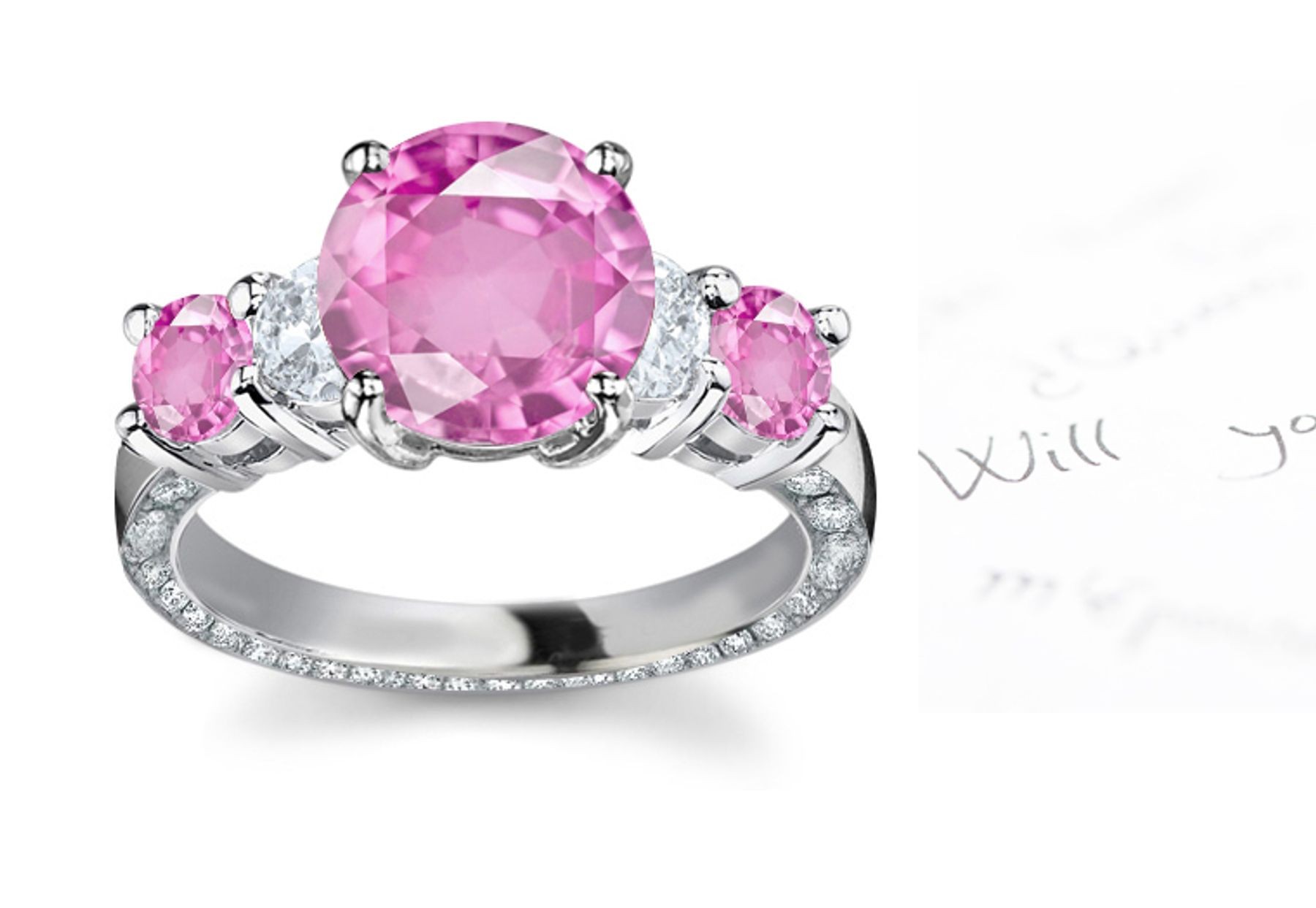 Journey of Faith: 5 Stone Round Regal Sapphire & White Diamond Engagement Ring