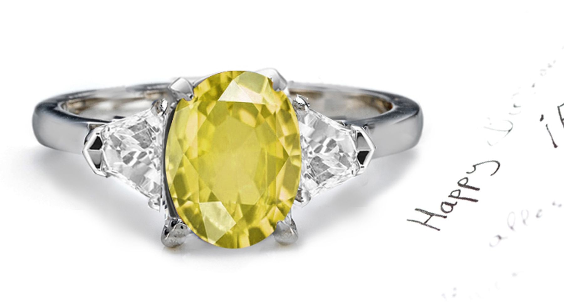 Yellow Sapphire & Fancy Diamond Engagement Ring