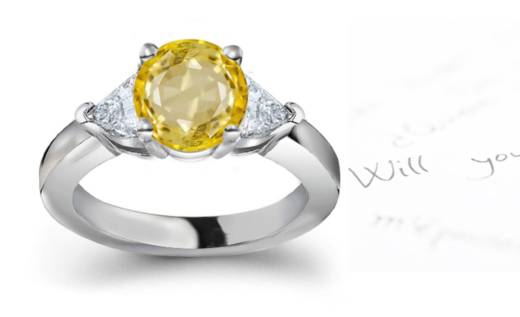 Yellow Sapphire Round & Diamond Designer Rings