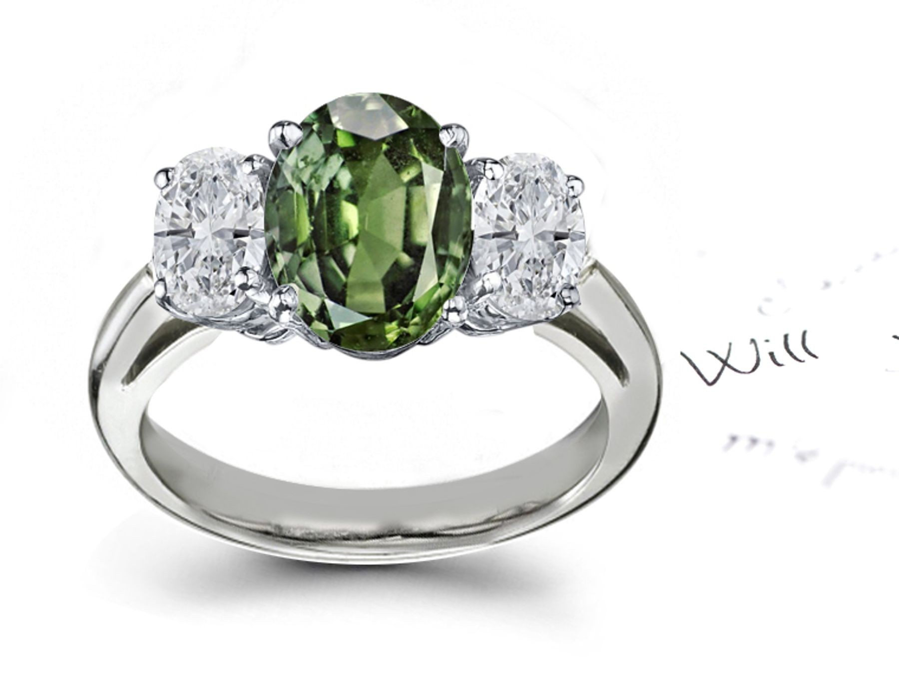 2013 Catalog No. 5 - Product Details: Green Sapphire and Diamond Engagement Ring