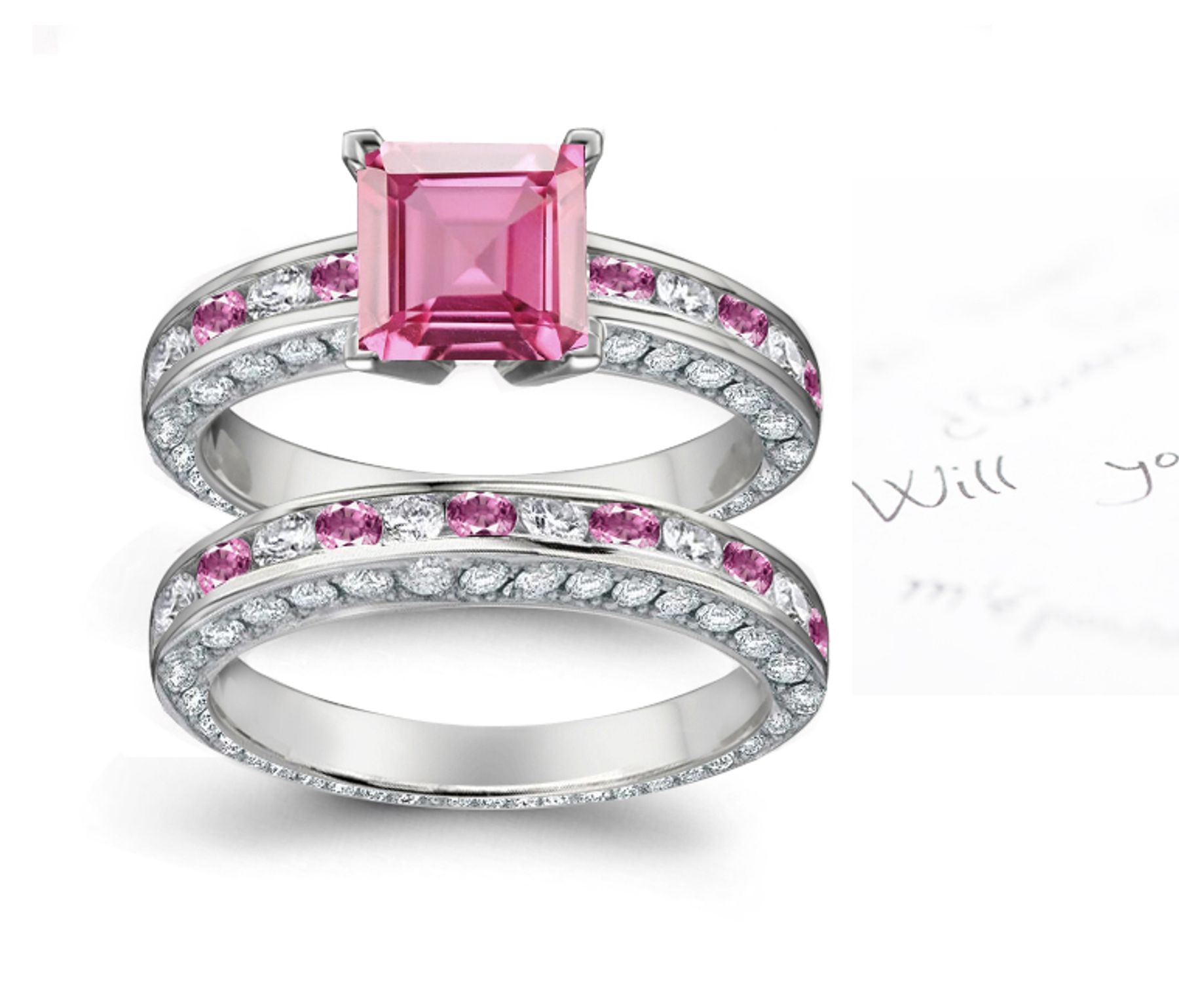 A timeless, design with a deep pink 1.0 carat Splendid Sapphire & halo of well-cut White Diamonds sapphire in Platinum