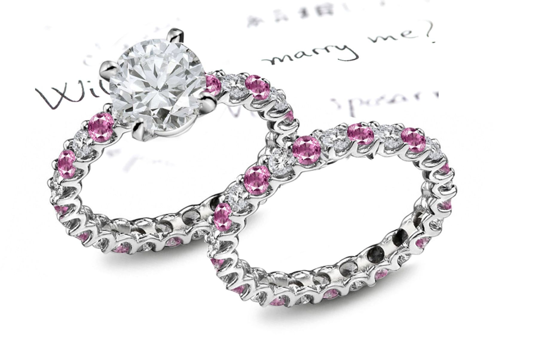 Art of Design, High-Quality Tradional Sapphire & White Diamond Bridal Set