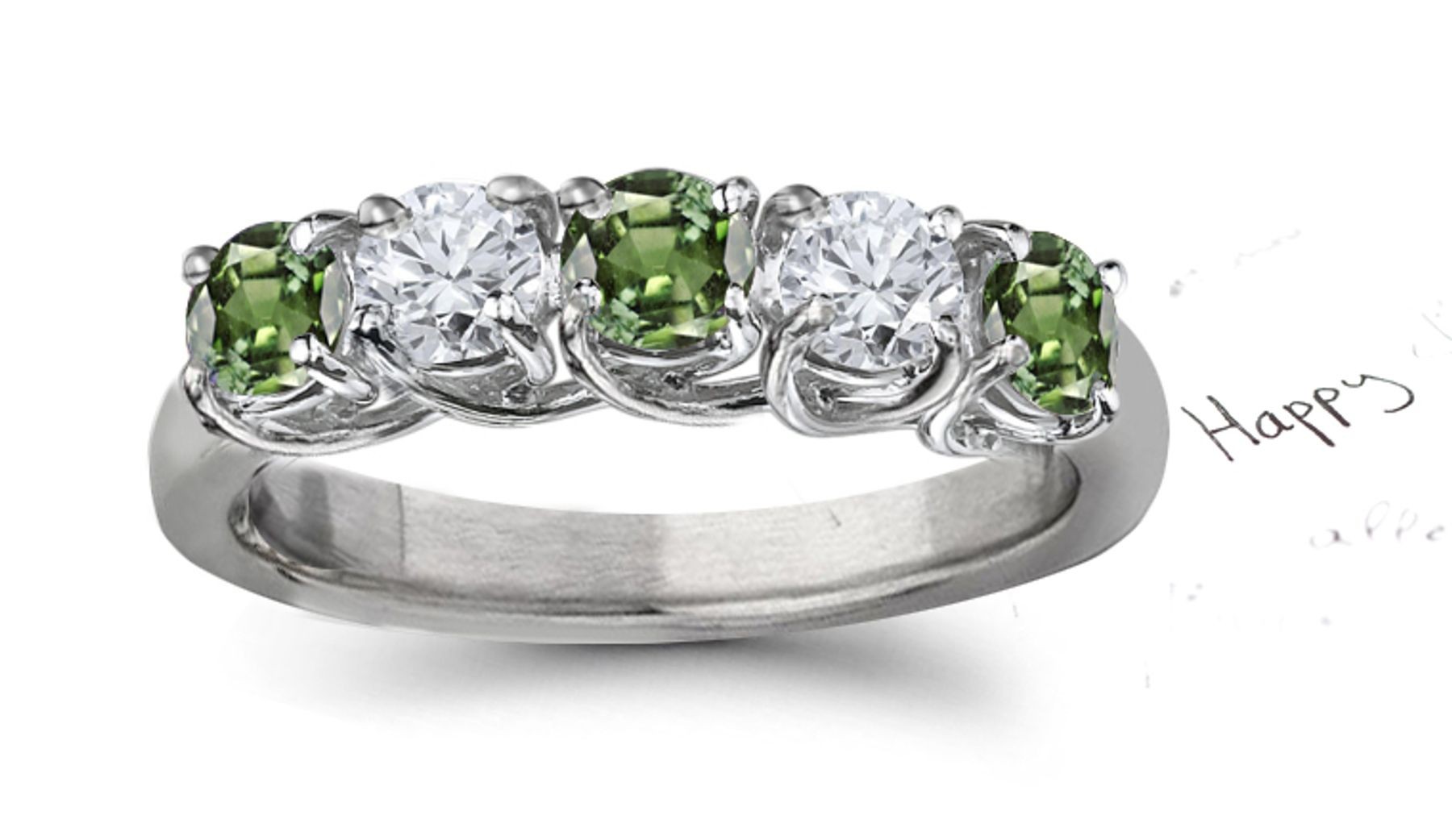 2013 Catalog No. 5 - Product Details: Celebrated Green Sapphire & Diamond Micro Pave Ring 