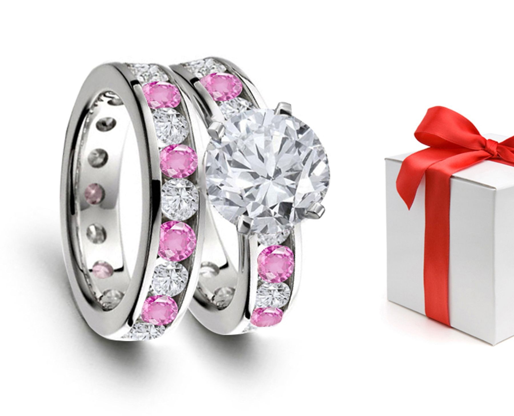 Glittering: 'Must Have' Romantic Pink Sapphire Diamond Engagement & Wedding Rings