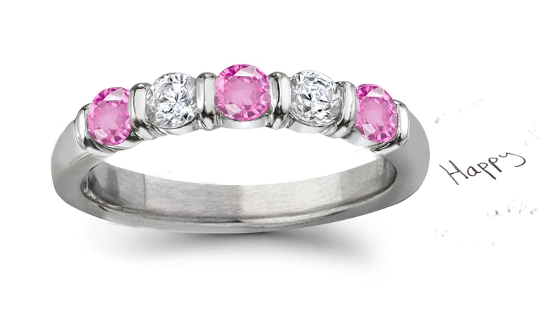 New Arrivals - Women's Pure Pink Sapphire & Diamond Wedding Rings