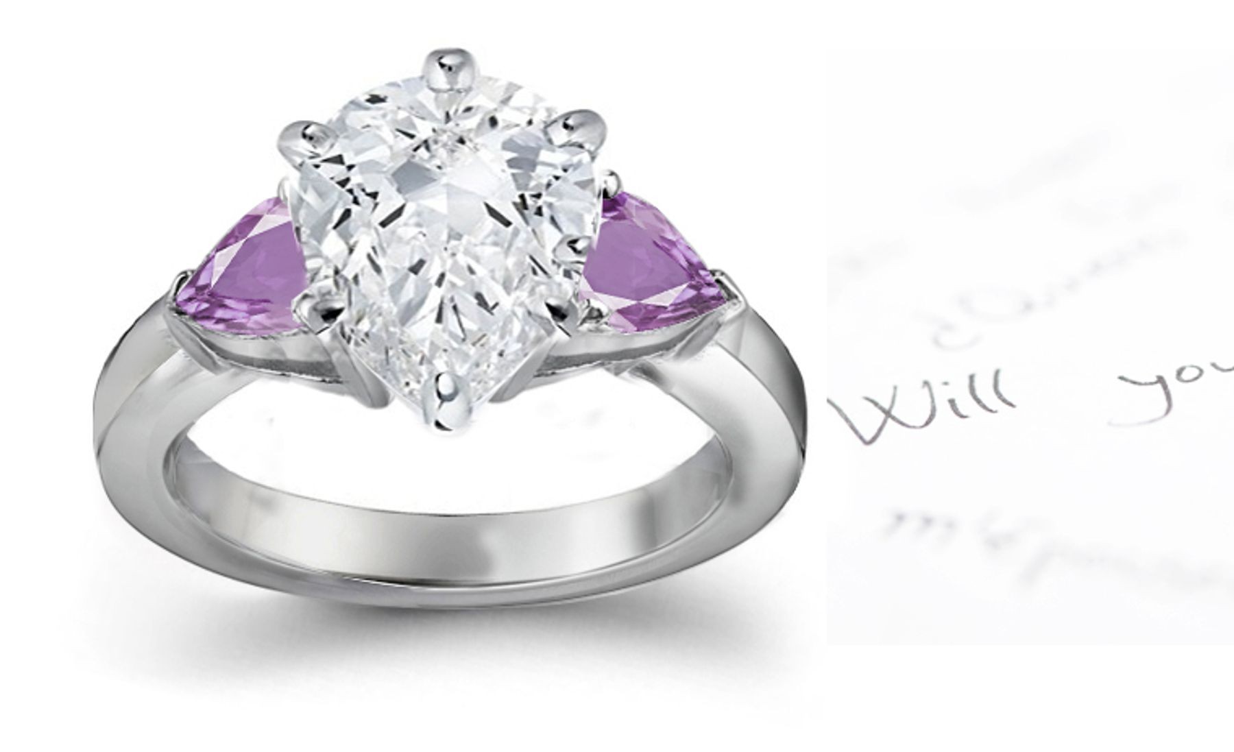 Fine Deep Purple Pears Sapphire & Diamond Pears Premier Designer Rings