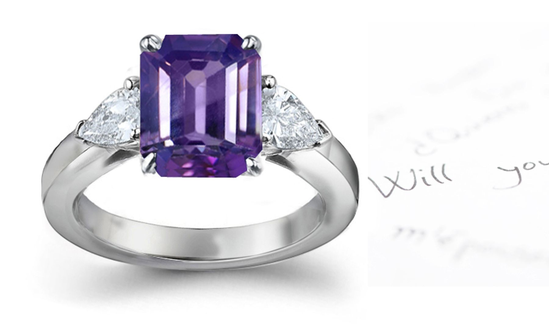 Fine Deep Purple Diamond & Sapphire Ring