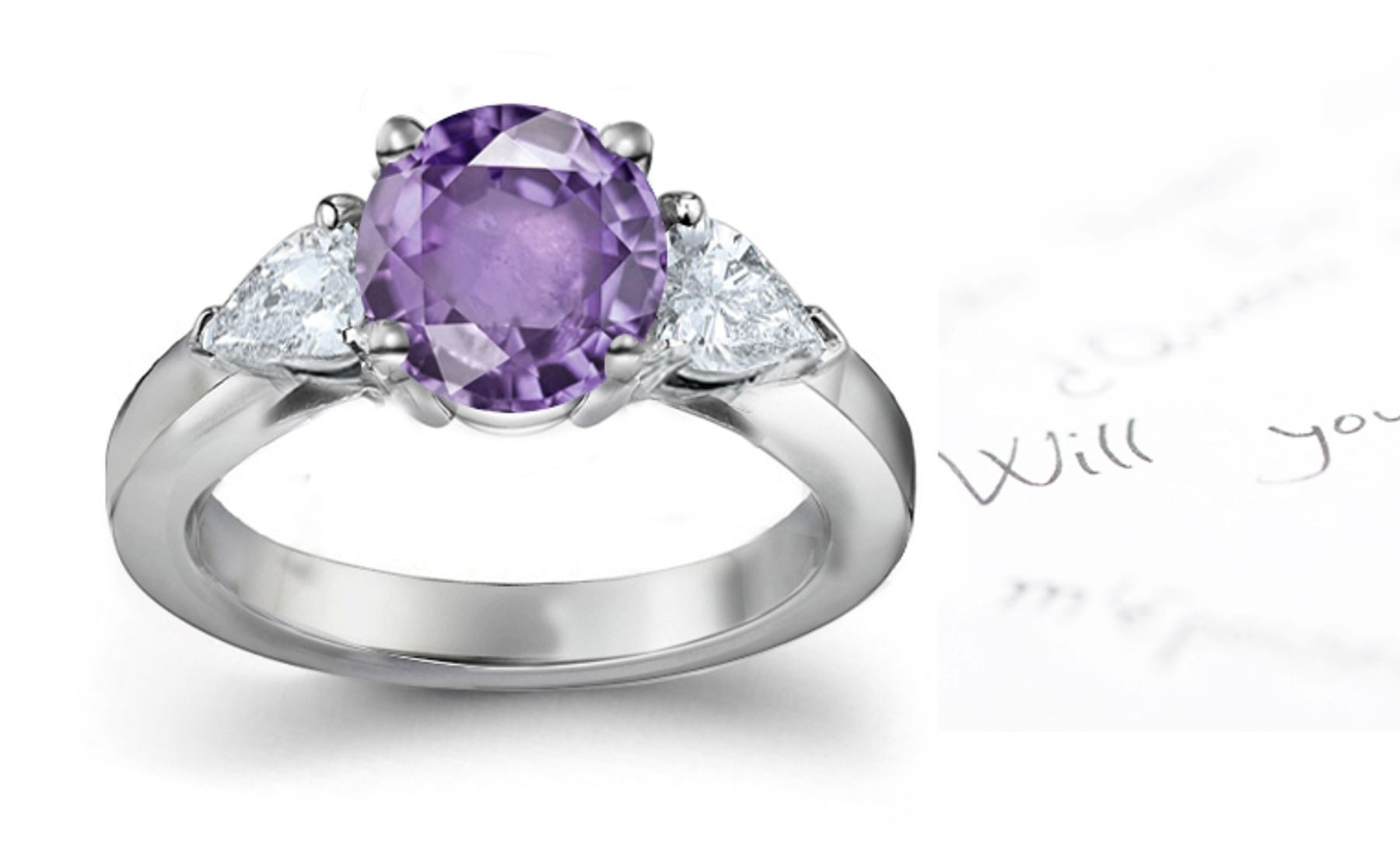 Fine Deep Purple Sapphire Diamond Ring