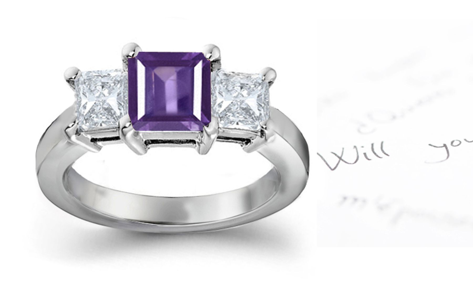 Fine Deep Purple Sapphire Diamond Ring