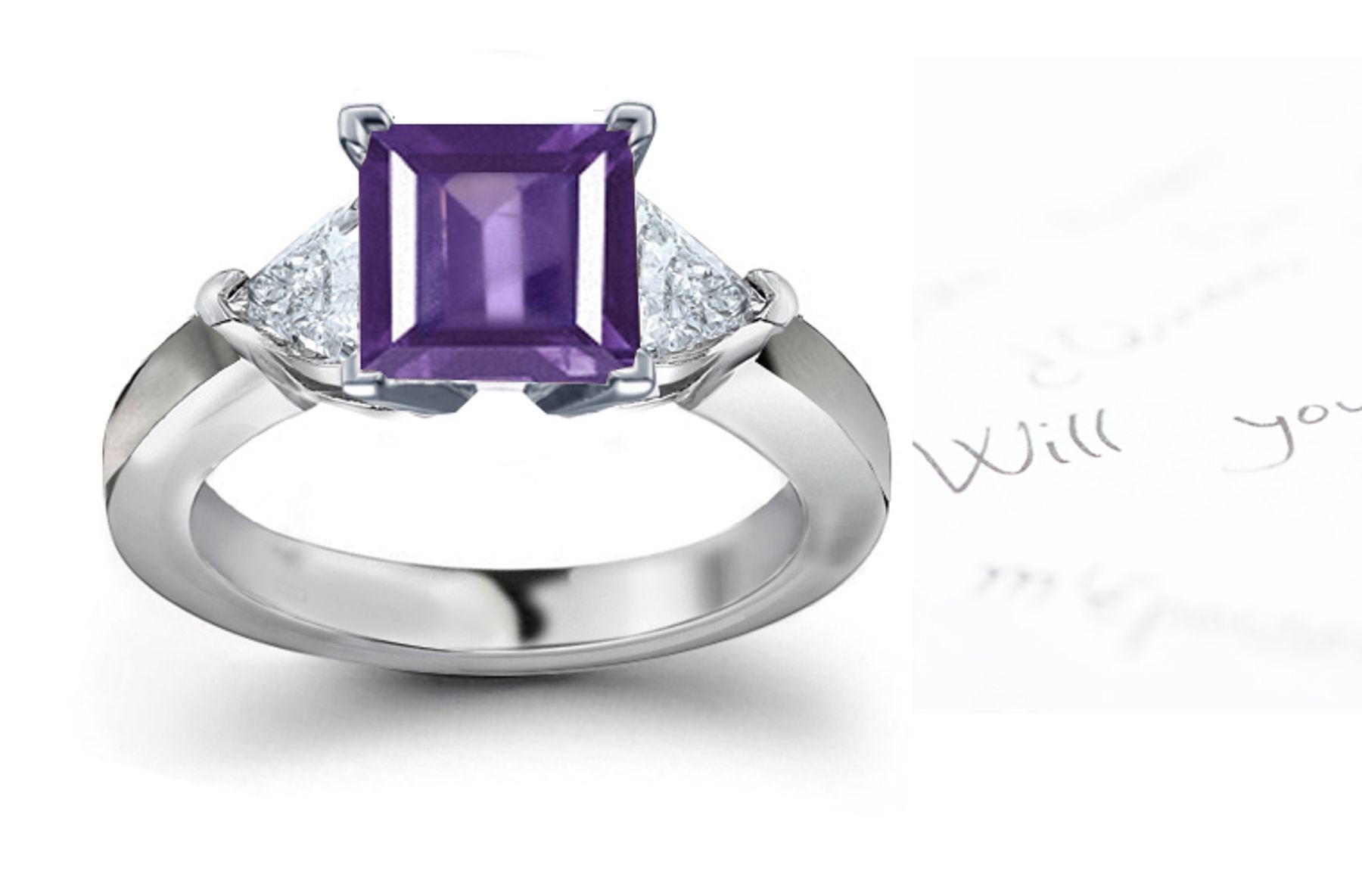 Fine Deep Purple Sapphire Diamond Ring