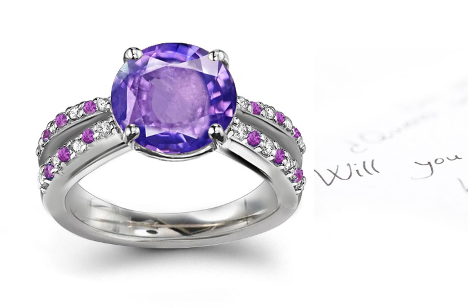 Fine Gemstone Purple Sapphire & White Diamond Ring