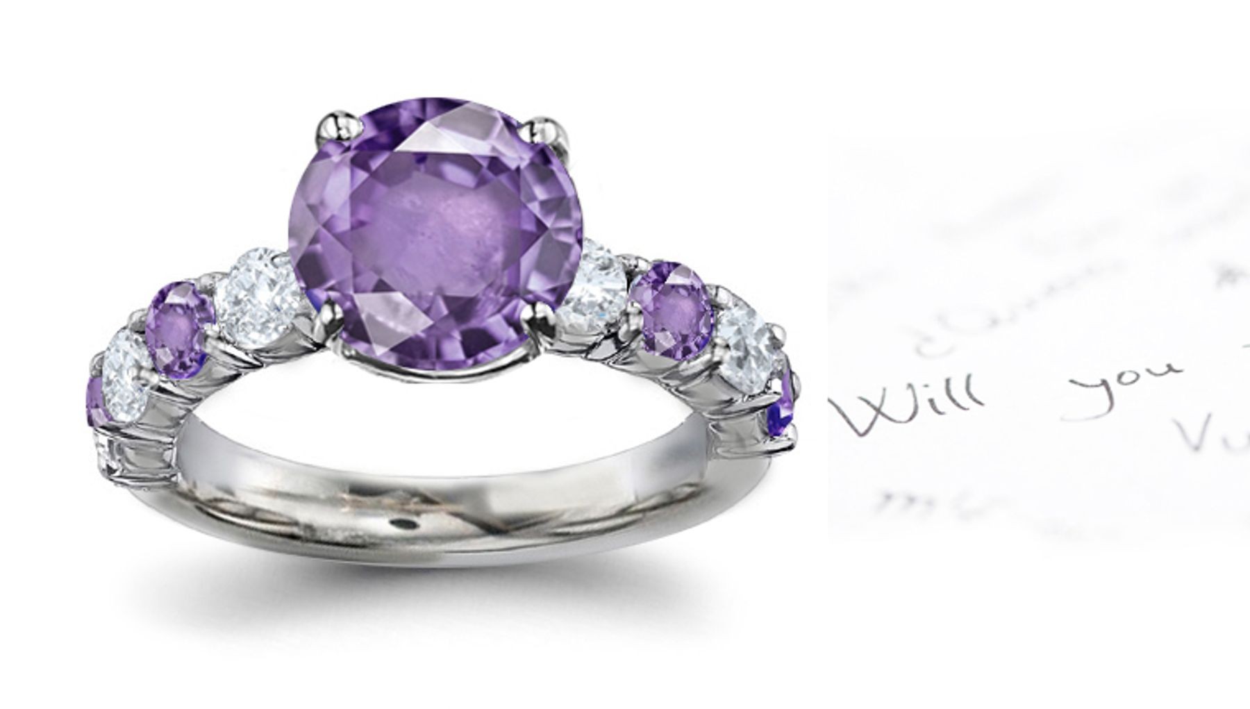 Purple Sapphire & White Diamond Ring