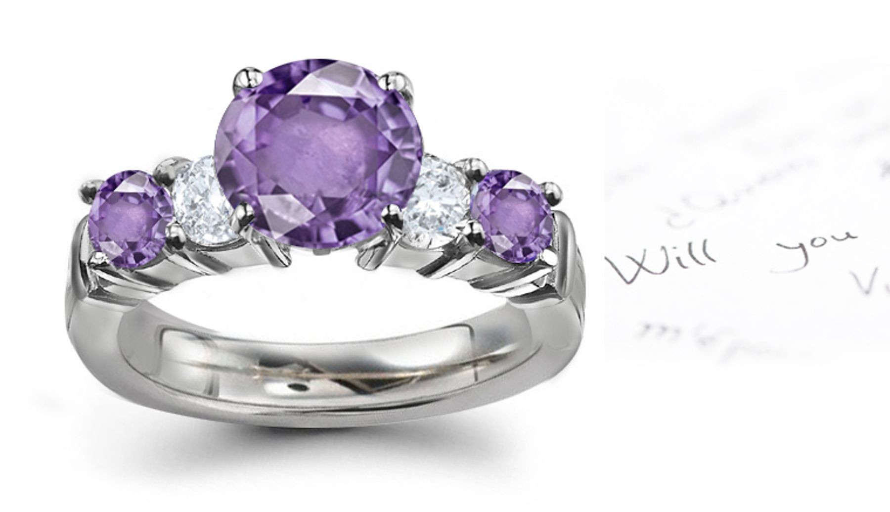 Purple Sapphire & White Diamond Ring