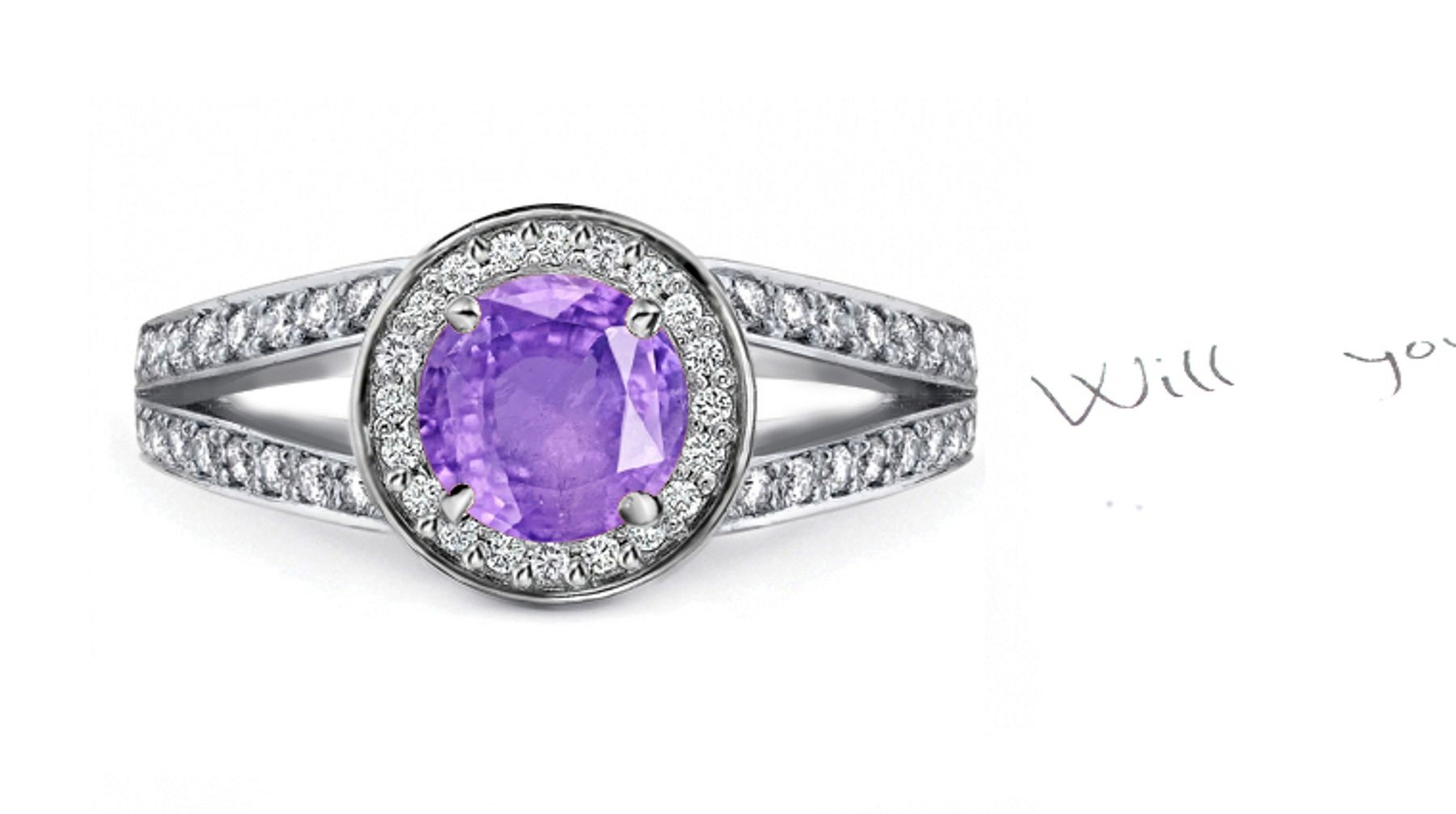 Glowing: Sparkling Purple Sapphire Diamond Ring