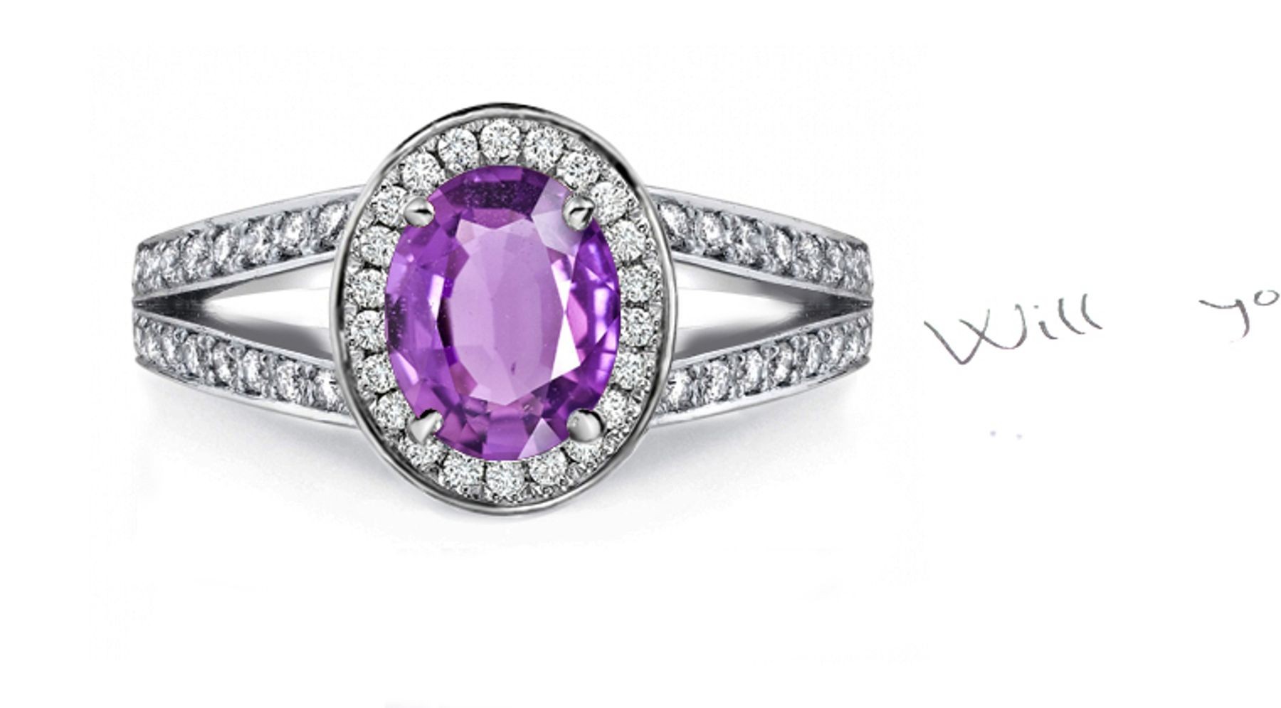 Popular: Exquisite Purple Sapphire Diamond Ring