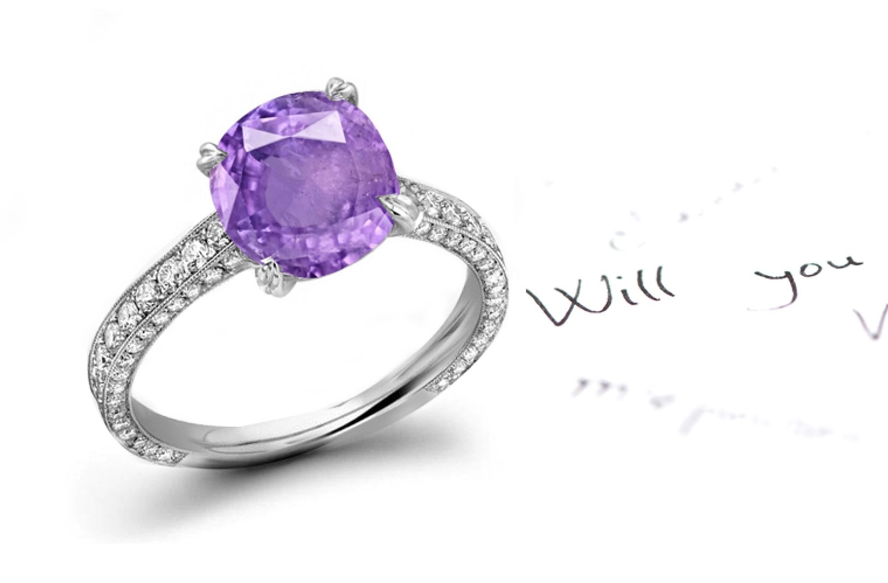 Celebration: Purple Sapphire & White Diamond Micro Pave Ring