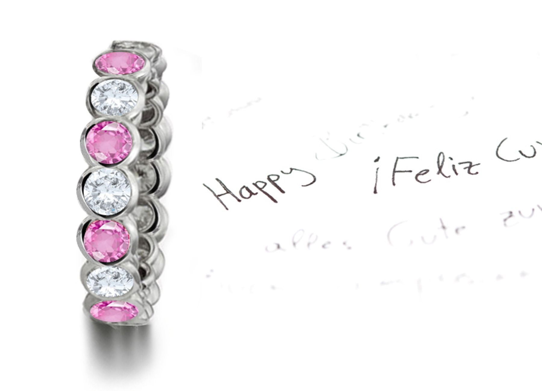 Elegant: Bezel Pink Sapphire Diamond Eternity Ring