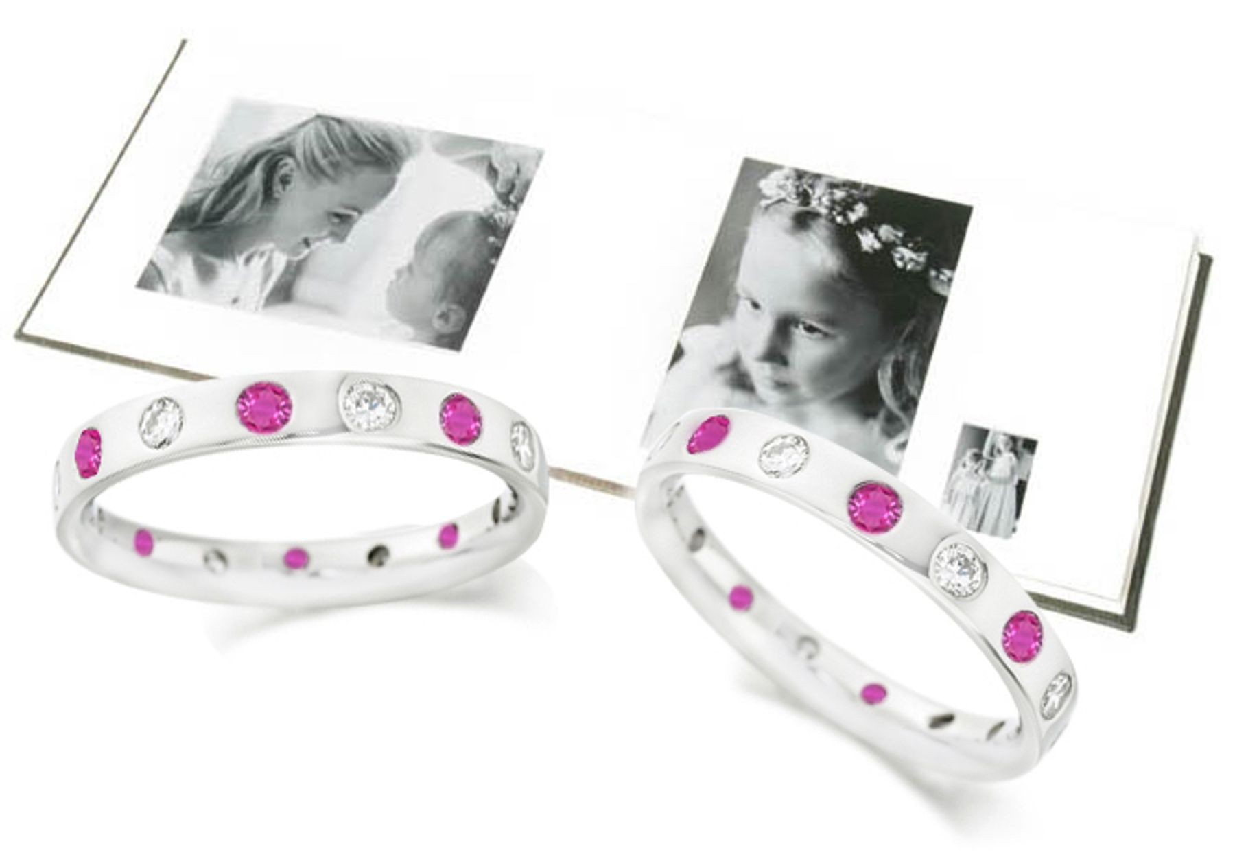 New Arrivals - Pink Sapphire & Diamond Wedding Rings