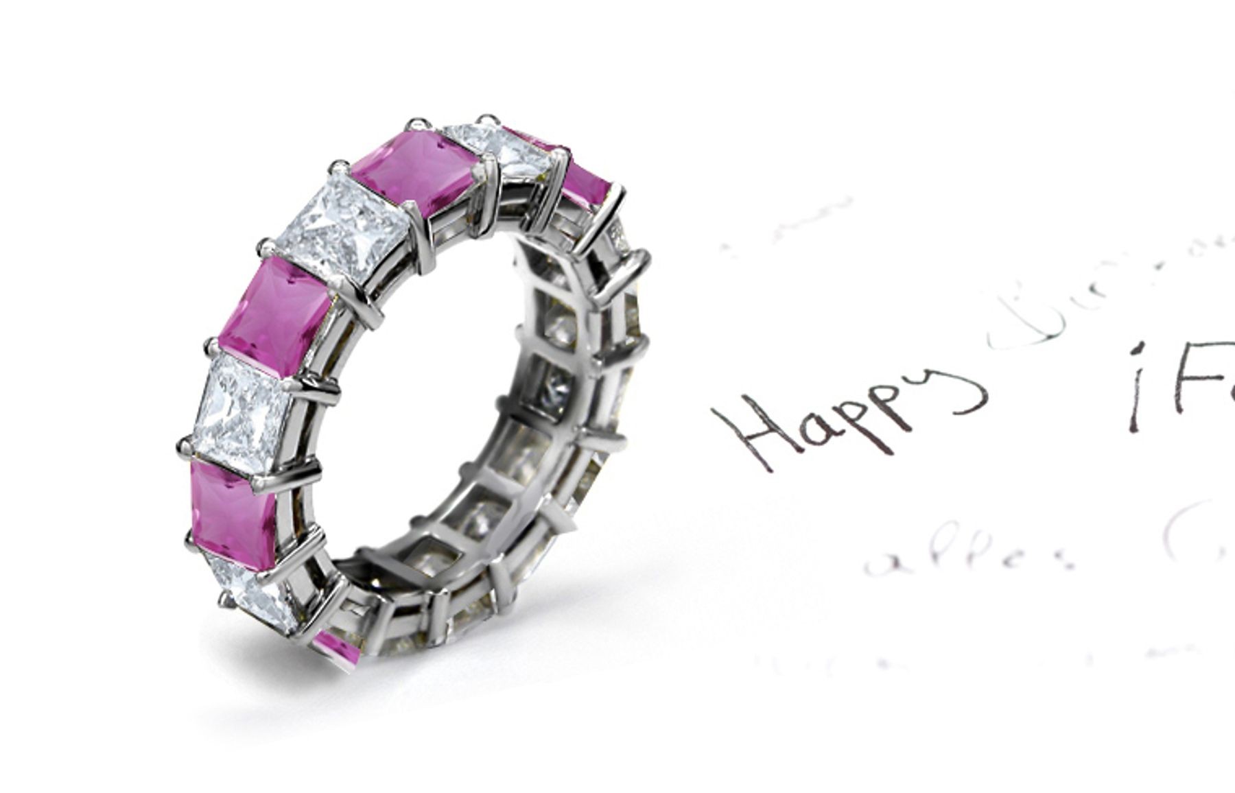 New Colored Pink Sapphire & Diamond Eternity Bands