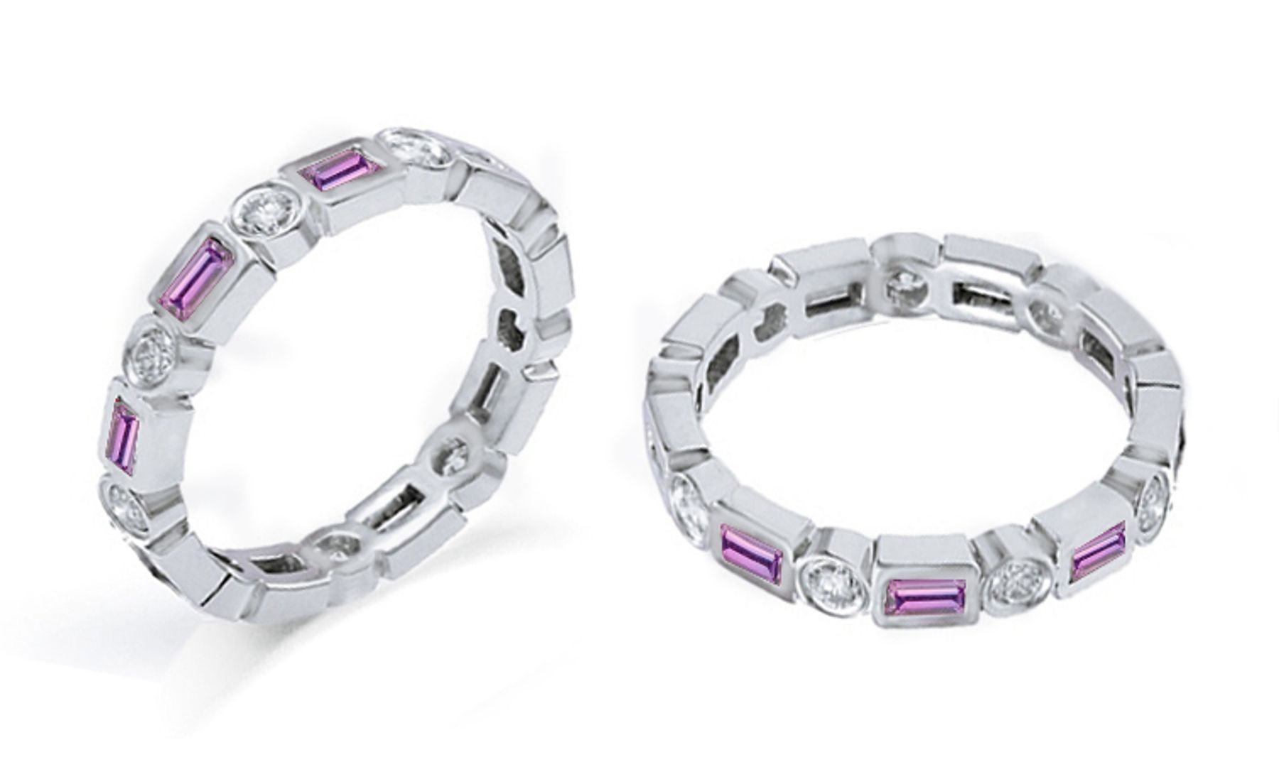 Pink Sapphire & Diamond Eternity Bands