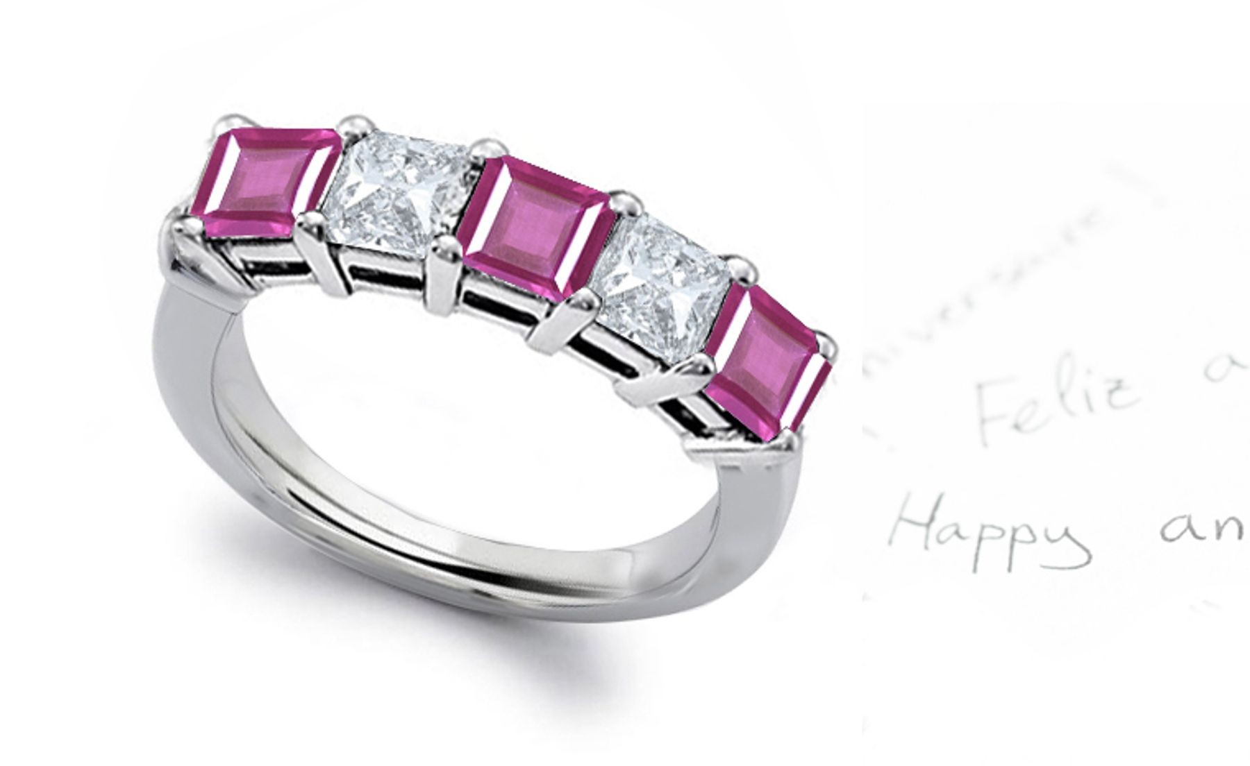 New Colored Pink Sapphire & Diamond Eternity Bands