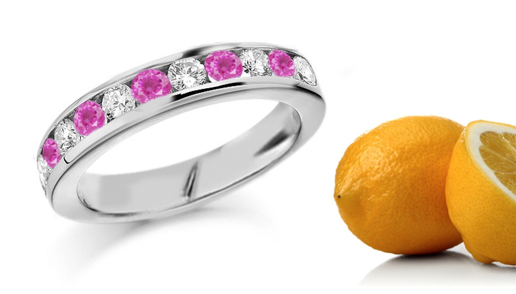 Pink Sapphire & Diamond Eleven Stone Ring