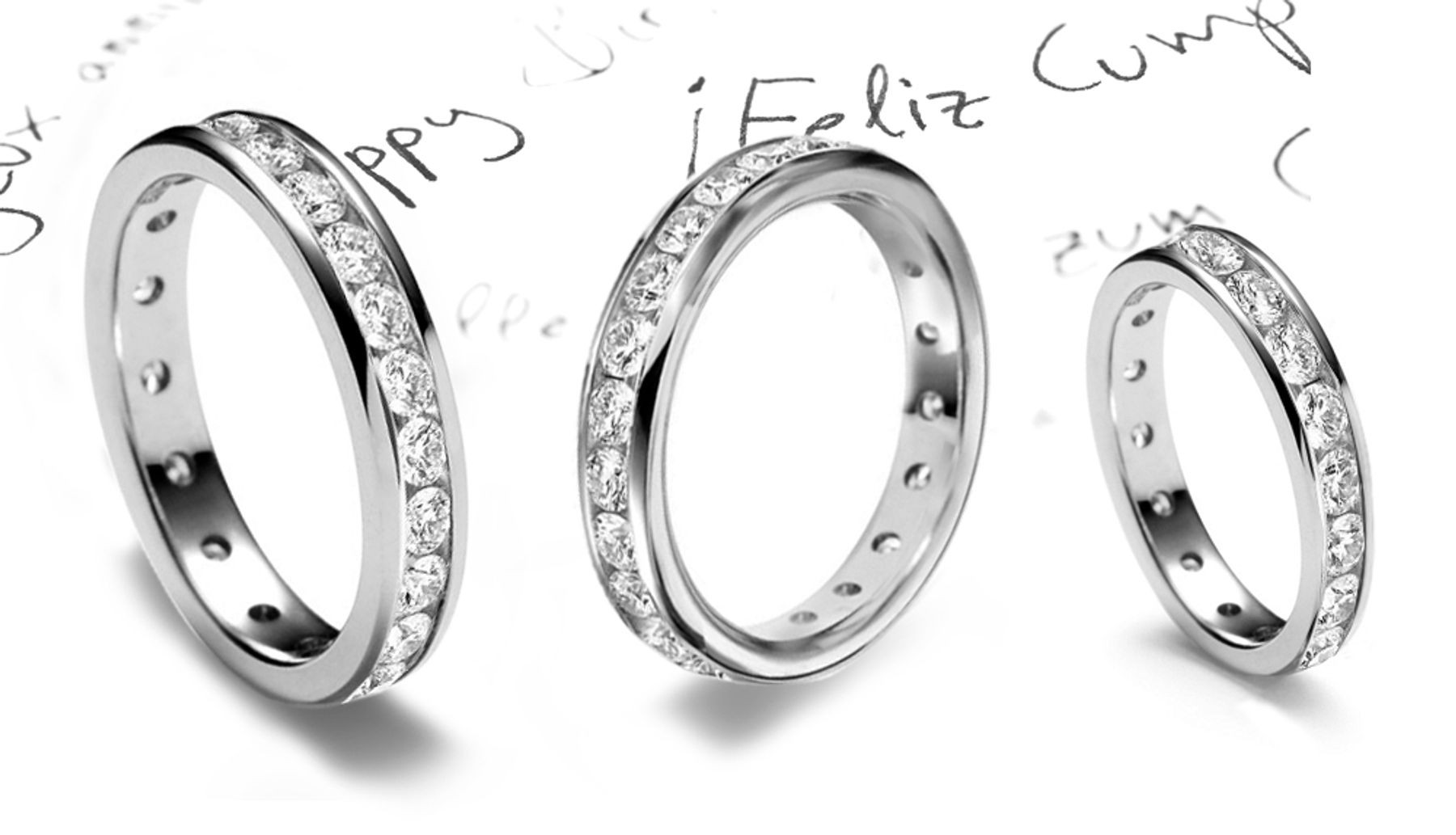 Platinum Channel Set Round Diamonds Eternity Ring