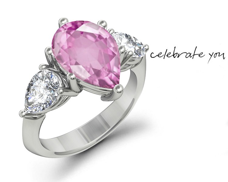 2013 Catalog No. 5 - Product Details: Pink Pears Sapphire & Diamond Pears Designer Ring