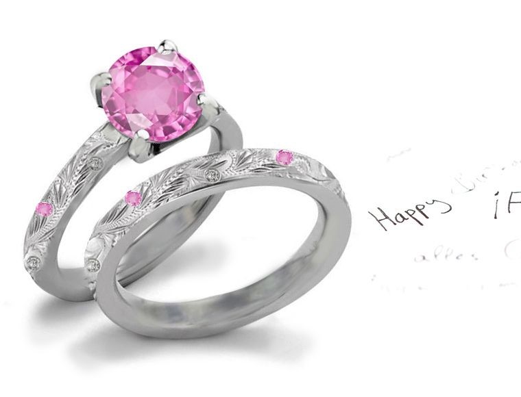 Fine Jewelry: Pink Sapphire Heart Diamond Designer Engagement Ring