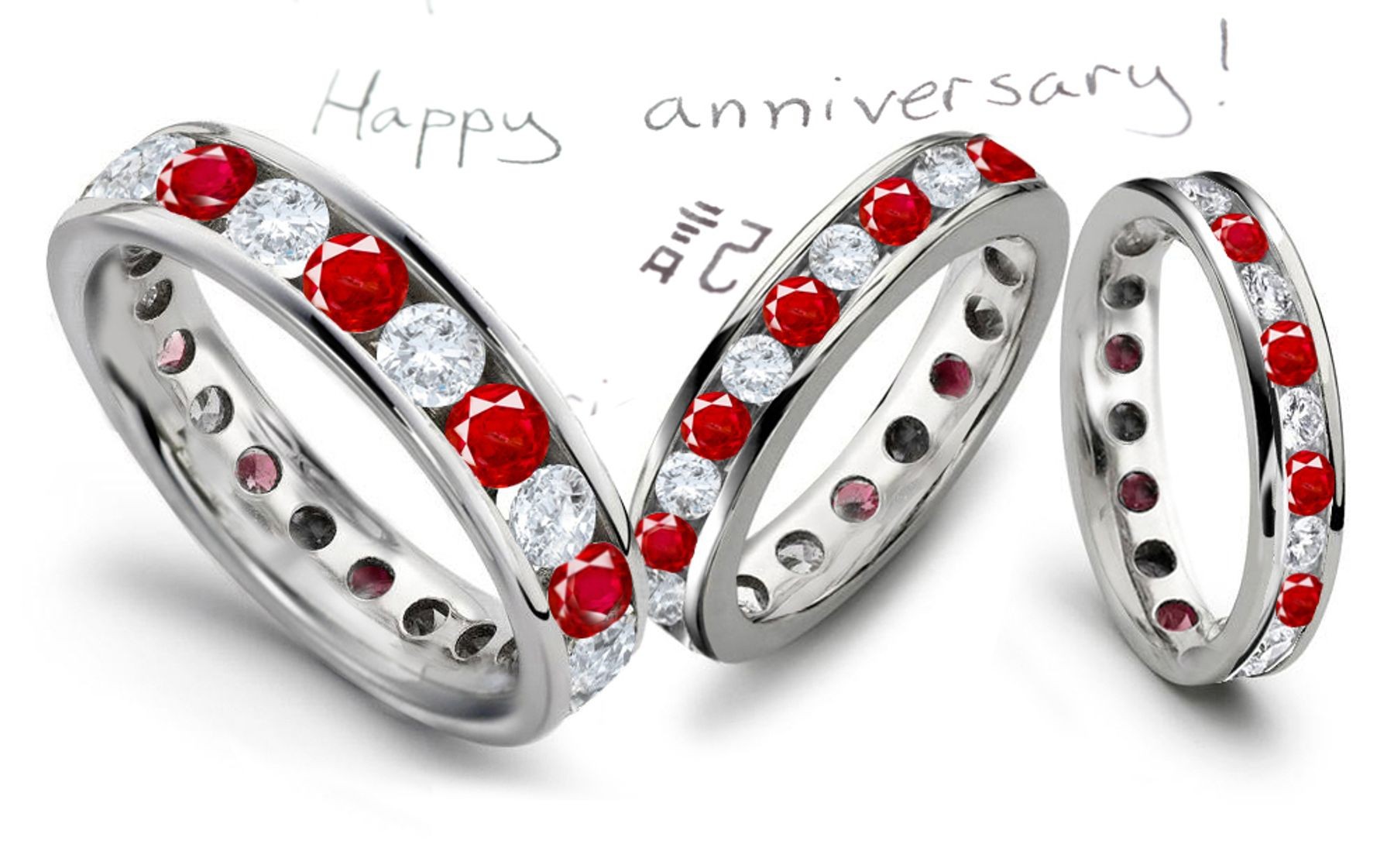 Anniversary Diamond Ruby Channel Set Eternity Bands