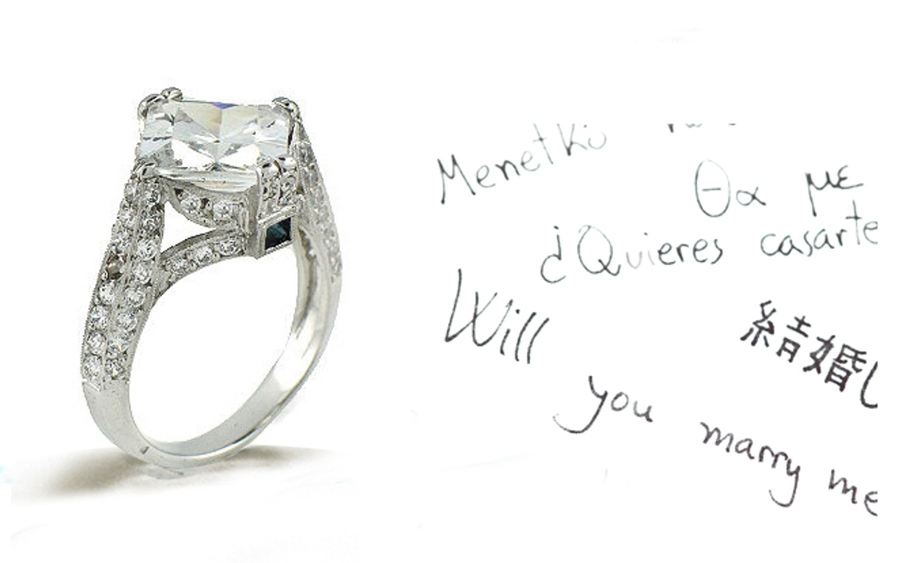Platinum Hand Engraved Filigree Engagement Ring