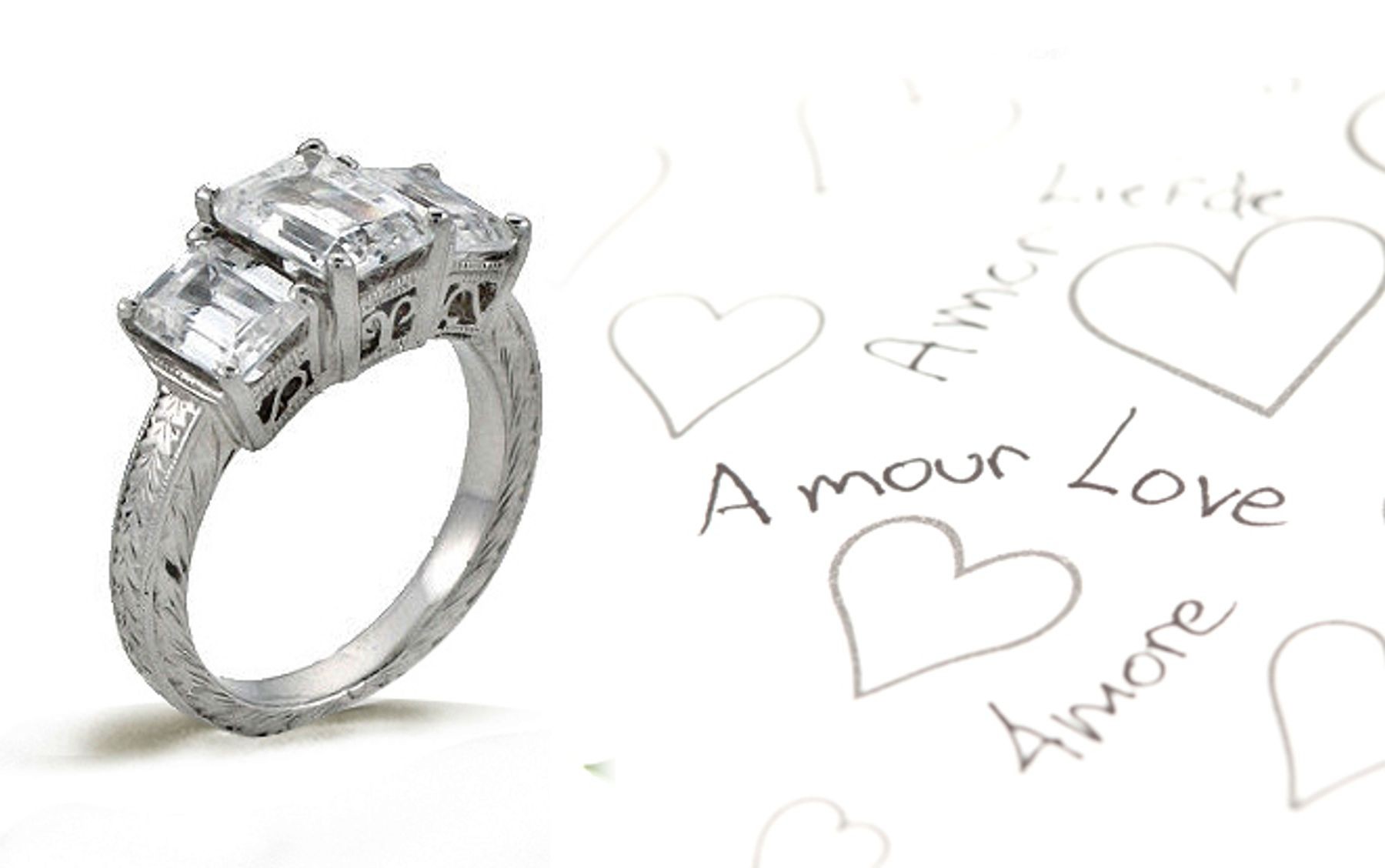 Platinum Hand Engraved Filigree Engagement Setting