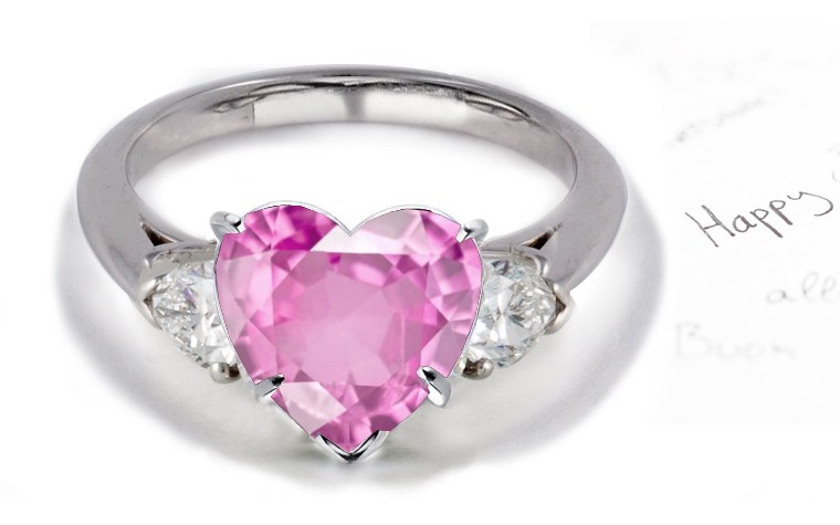 2013 Catalog No. 5 - Product Details: Pink Heart Sapphire & Diamond Pears Designer Rings