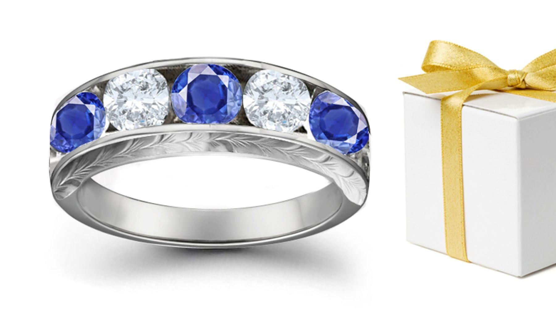 Sapphire Diamond Five Stone Rings