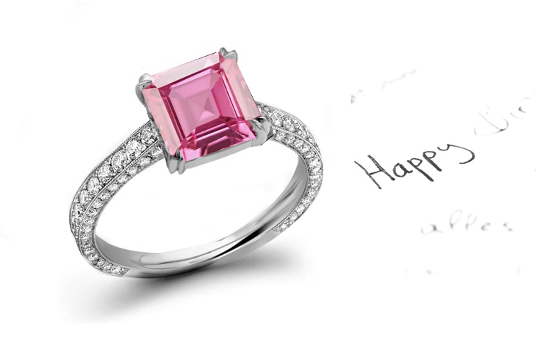 Vivacious: Pink Sapphire Diamond Micro Pave Ring Click on the Picture for More Photographs