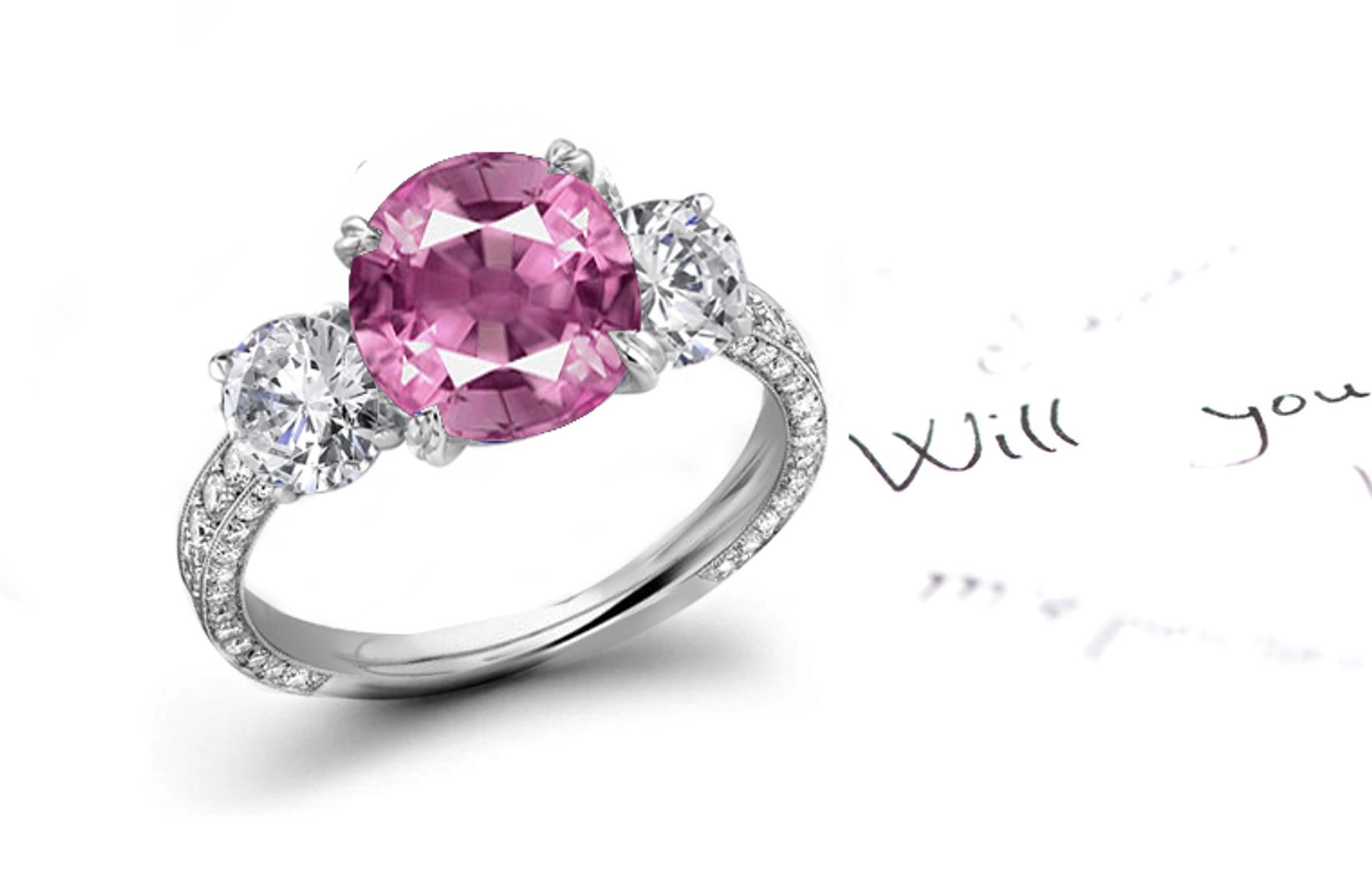 Amazing: Pink Sapphire Diamond Micro Pave Ring Click on the Picture for Product Sizes, Stone Weight