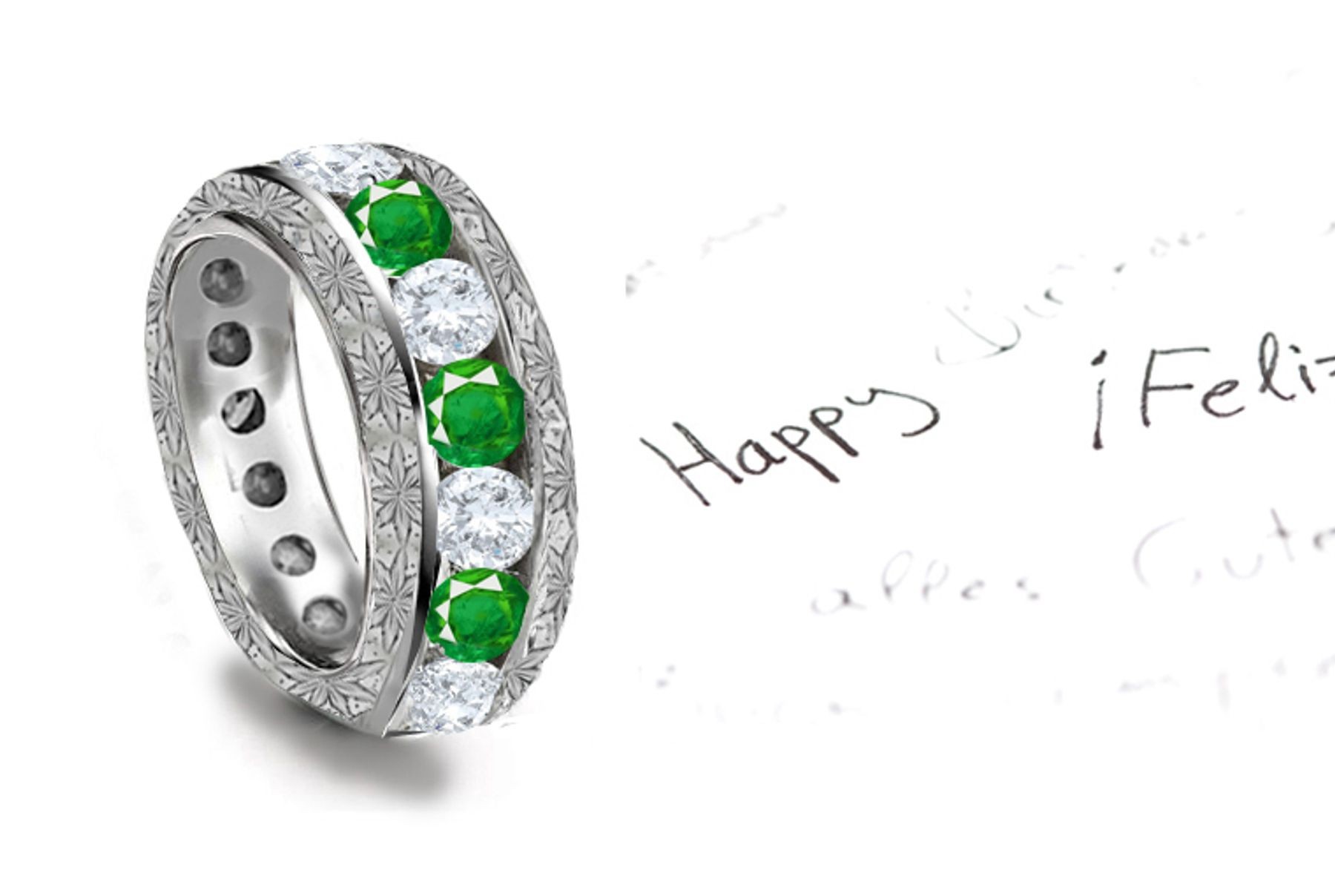 Designs, Images & Copies: Diamond & Emerald Floral Ring with More Brilliance Less Black Extinction