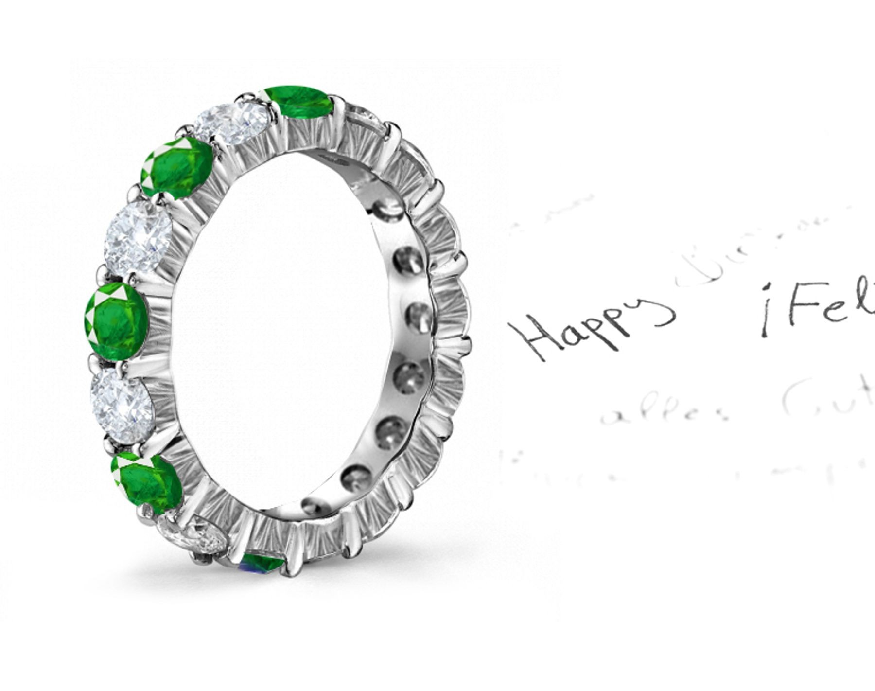 Elaborately Decorated: Masterfully Hand Engraved Diamond Emerald Ring Design in 14k White Gold