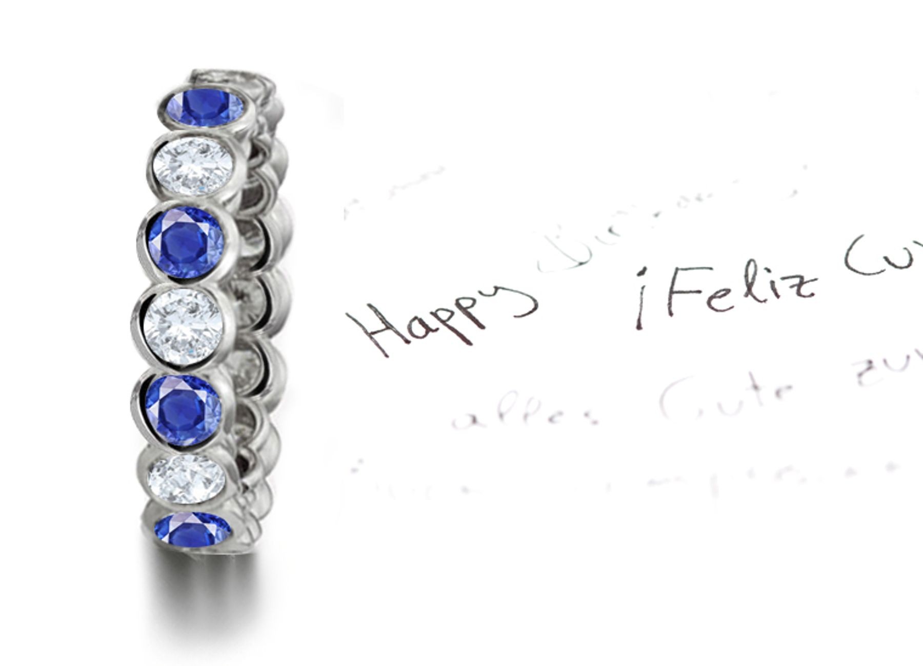 Full Bezel Set Sapphire & Sparkling Diamond Eternity Ring