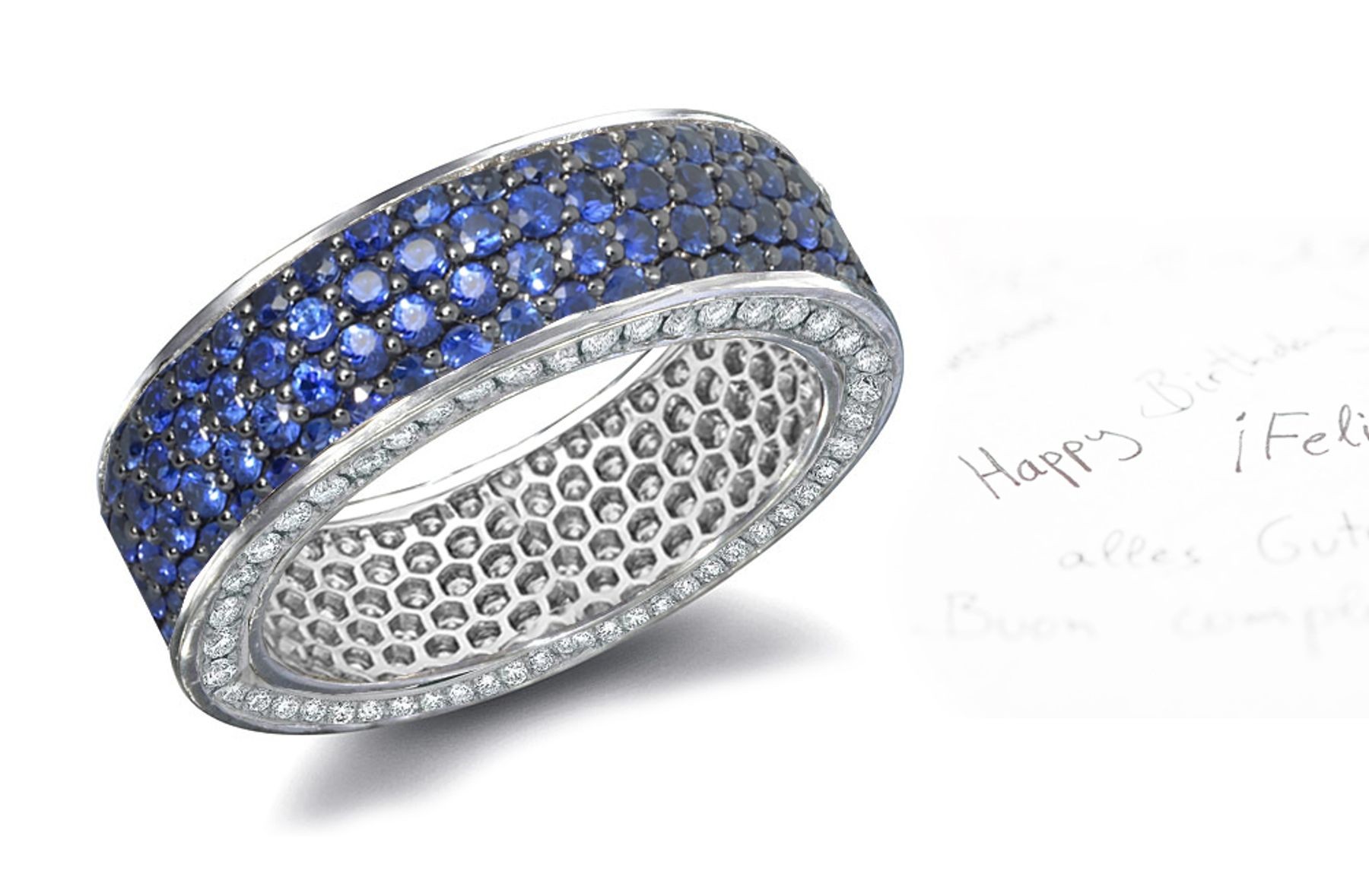Strong Large Sparkling Diamond & Sapphire Ring Luster Subadamantine
