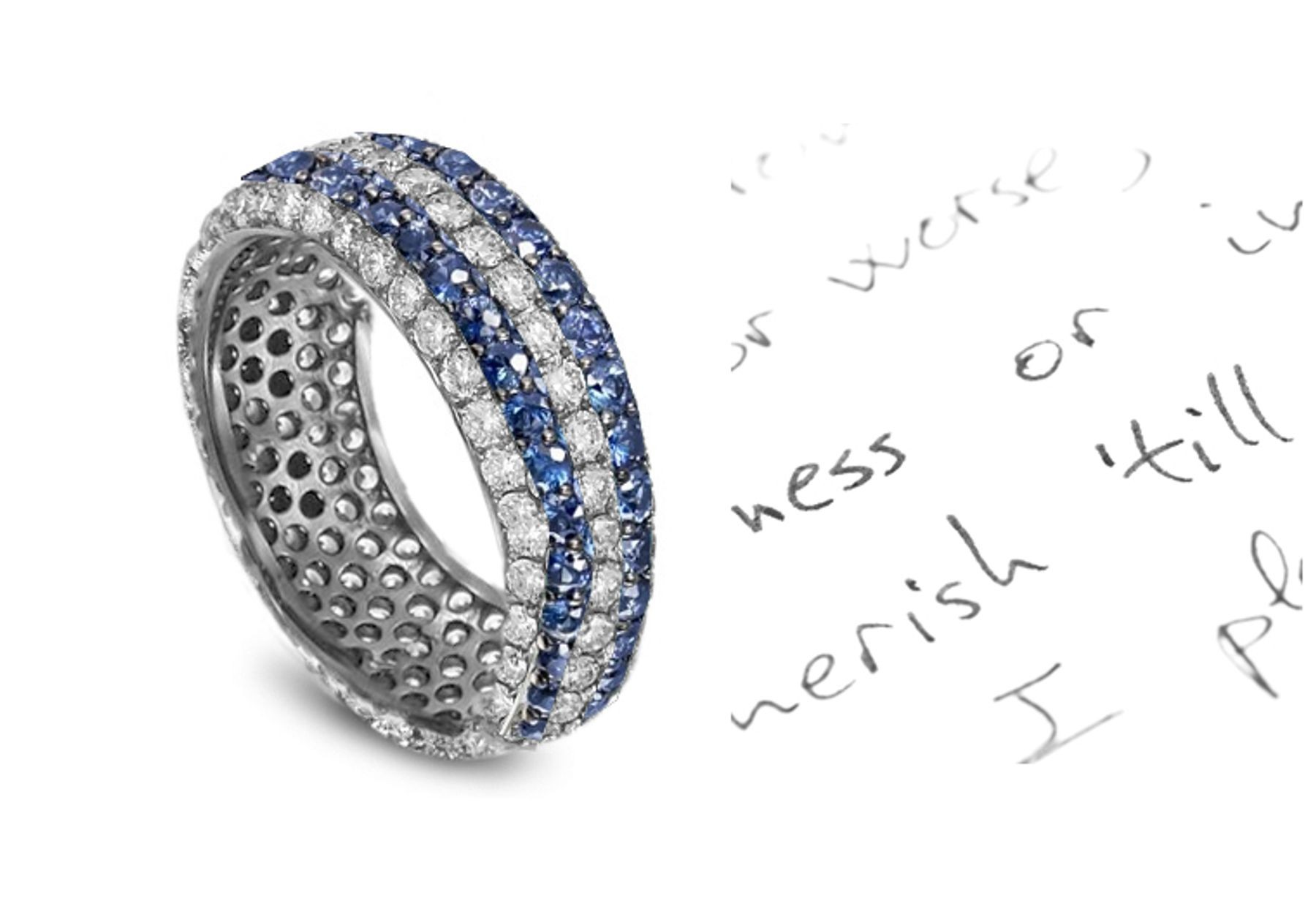 Multi-Sapphire-Row & Diamond September Birthstone Ring
