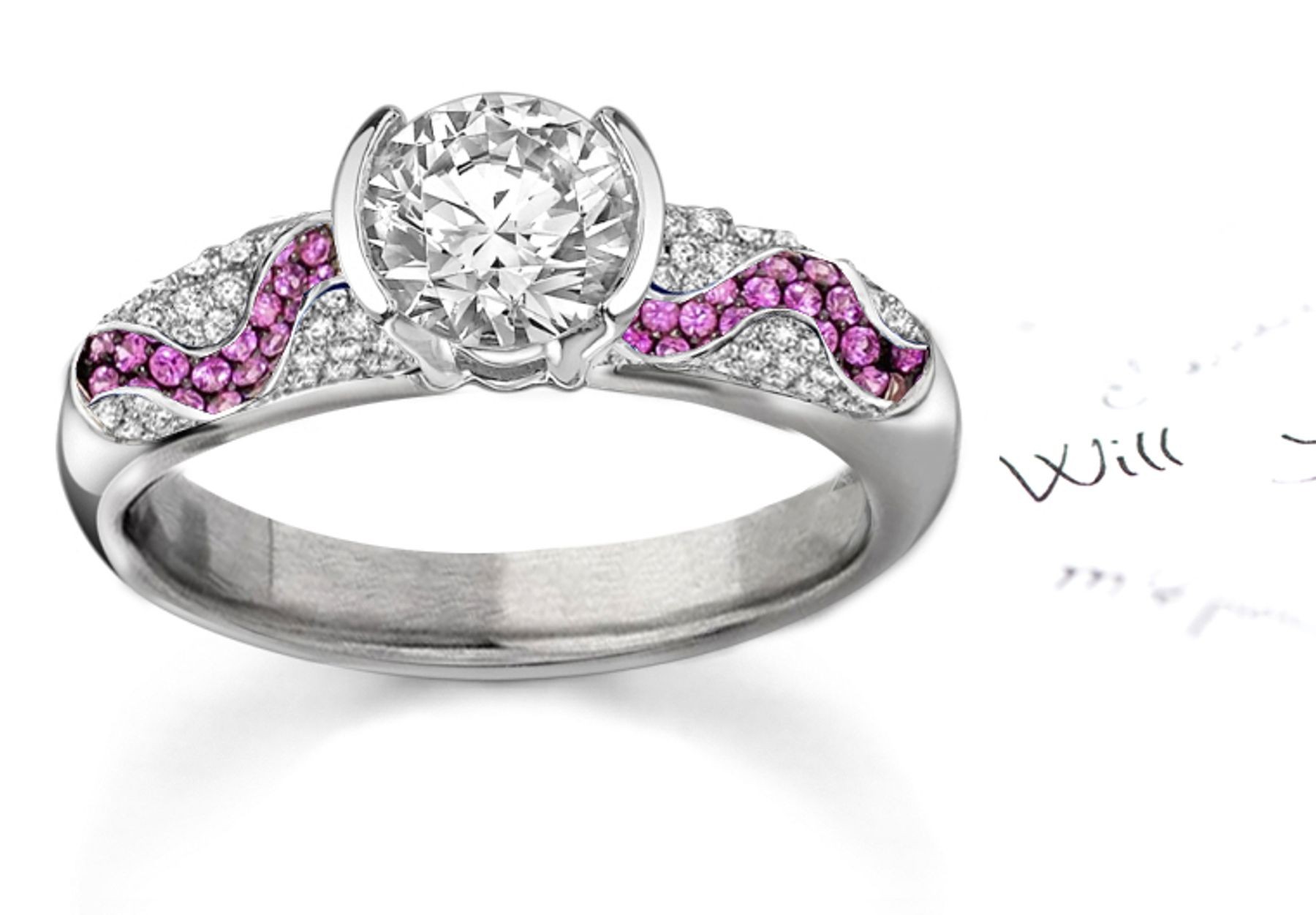 Exclusive: Most Beautiful Pink Sapphire & Diamond Micro Pave Ring
