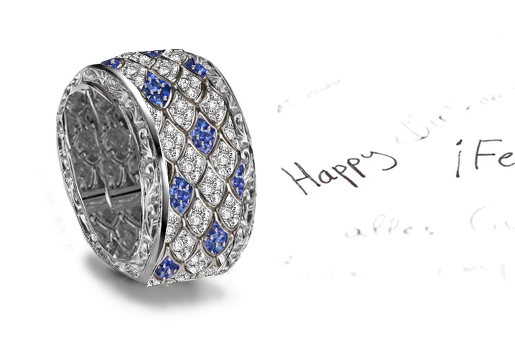 A seamless circle of bright-white and sparkling sapphires & diamonds, totaling 3.50 carats